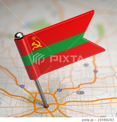 Transnistria Small Flag on a Map Background. 10488283