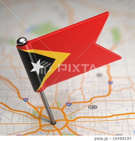 East Timor Small Flag on a Map Background. 10488297
