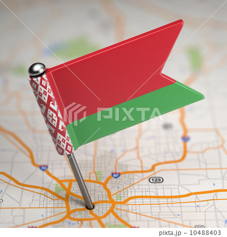 Belarus Small Flag on a Map Background. 10488403