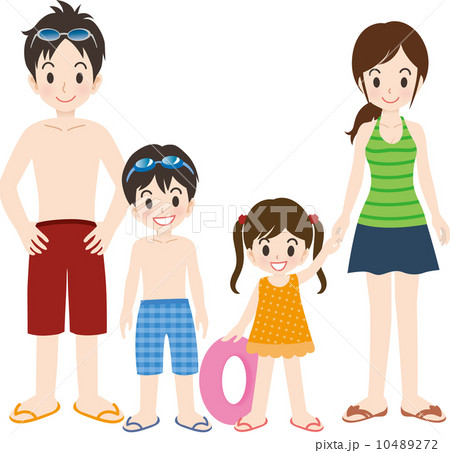 家族4人　水着姿 10489272