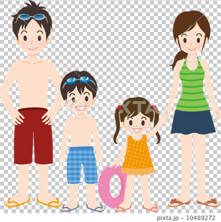 家族4人　水着姿 10489272