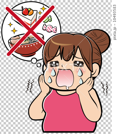 食事制限中の女性のイラスト素材