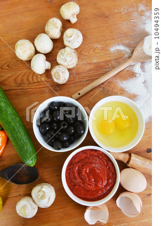 bowls with eggs and olives 10494359