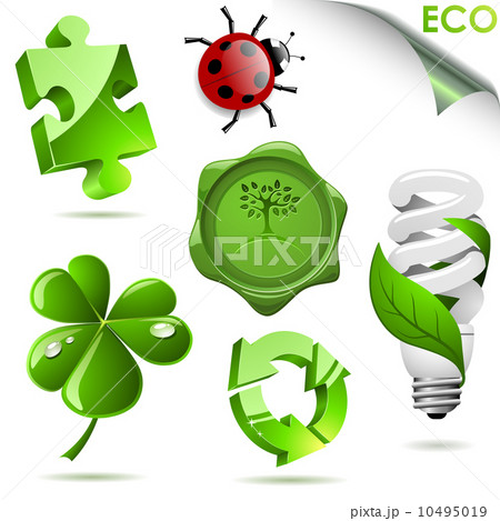 Set of 3D eco symbols isolated on white. 10495019