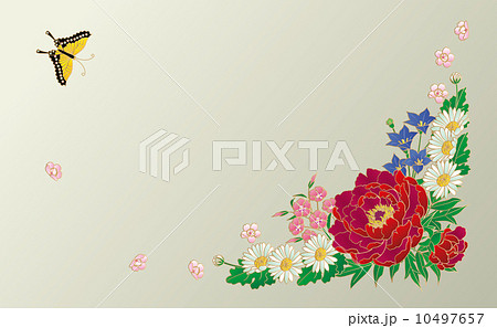 和の花と蝶のイラスト素材 和の花と蝶のイラスト素材