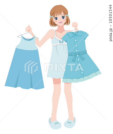 服を選ぶ女の子のイラスト素材 10501544 Pixta