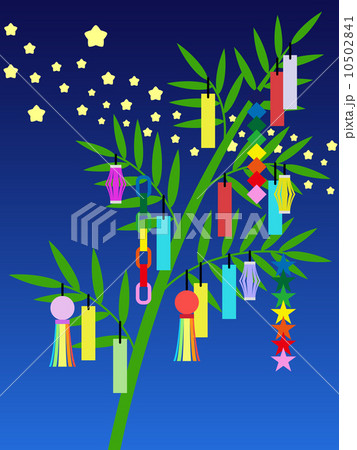 七夕飾り 背景有り 主線無しのイラスト素材