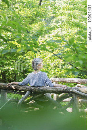 Senior woman relaxing in park 10503453