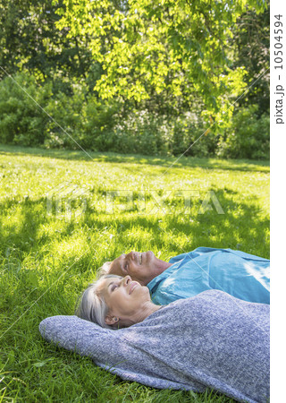 Senior couple relaxing in park Senior couple relaxing in park 10504594
