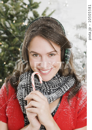 Woman dressed for snow at Christmas 10505581