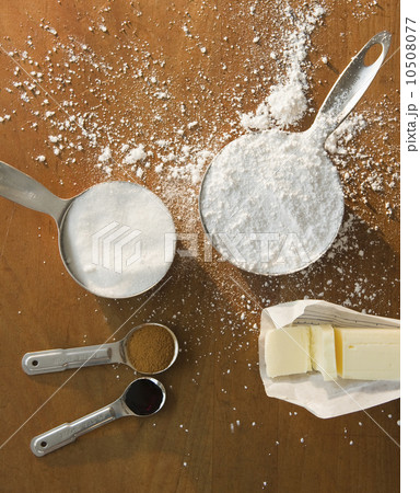 Close up of flour and baking ingredients Close up of flour and baking ingredients 10508077
