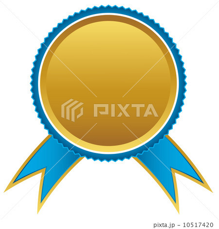 Blue and gold ribbons award, vector illustration 10517420