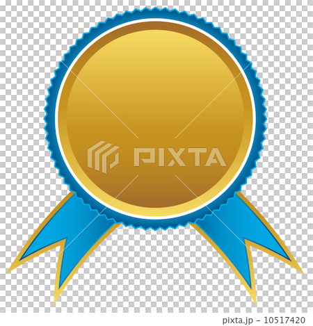 Blue and gold ribbons award, vector illustration 10517420