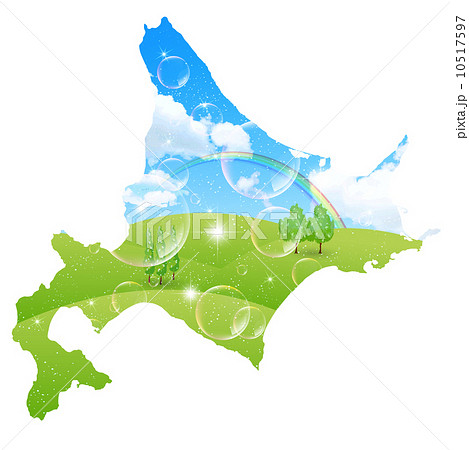 北海道 地図 風景のイラスト素材