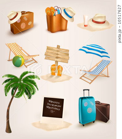 Set of vacation related icons. Vector. 10517627