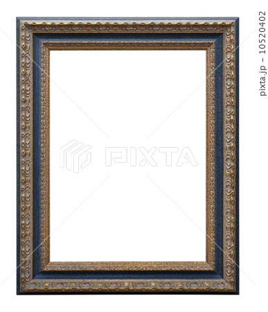 Wooden photo frame golden and blue (isolated with clipping path) 10520402