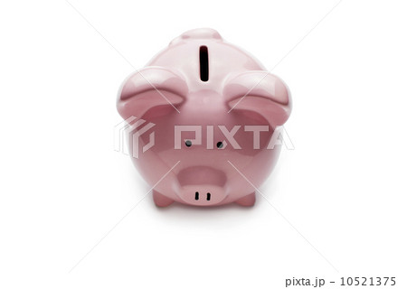 Little pink piggy bank on white 10521375