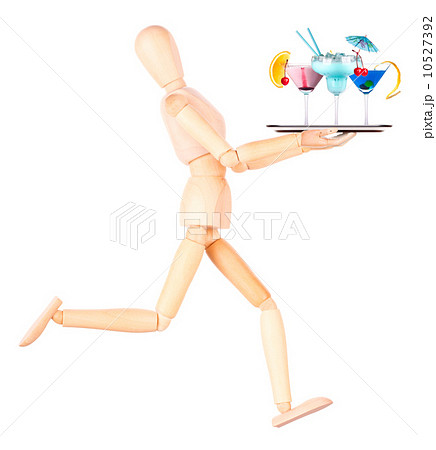 wooden Dummy waiter with cocktail on tray wooden Dummy waiter with cocktail on tray 10527392