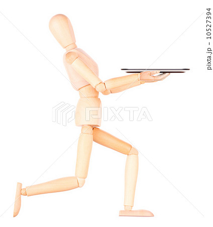 wooden Dummy waiter with empty silver tray wooden Dummy waiter with empty silver tray 10527394