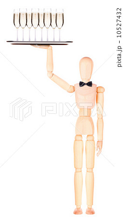 wooden Dummy waiter with champagne on tray wooden Dummy waiter with champagne on tray 10527432
