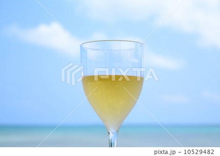 シーサイドで飲む冷えた白ワイン 10529482