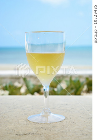 シーサイドで飲む冷えた白ワイン 10529485