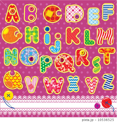 Patchwork ABC alphabet - letters are made of different ornamenta 10536525