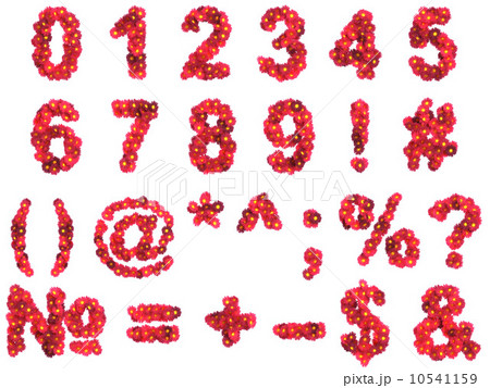 Red flower digits isolated on white backround Red flower digits isolated on white backround 10541159
