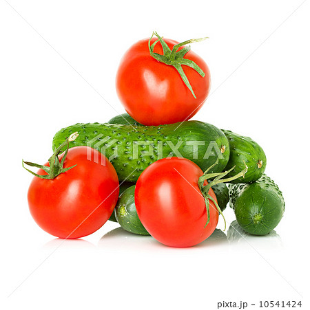 Red tomatoes and green cucumbers 10541424