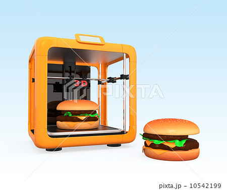 3dプリンタでハンバーガーを作るのイラスト素材