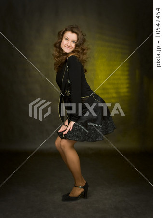 beauty girl in black on dark background 10542454