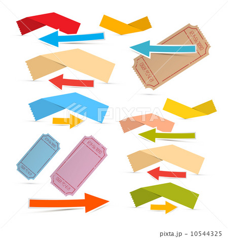 Paper Labels Tickets and Arrows Set Isolated on White Background Paper Labels Tickets and Arrows Set Isolated on White Background 10544325