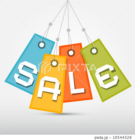 Sale Tags - Labels Hang on Rope in Retro Colors Sale Tags - Labels Hang on Rope in Retro Colors 10544329