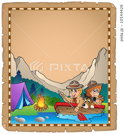 Parchment with two scouts in boat Parchment with two scouts in boat 10544426