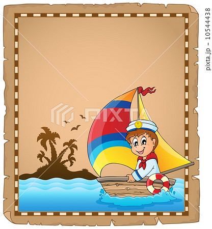 Parchment with sailor in boat 1 10544438
