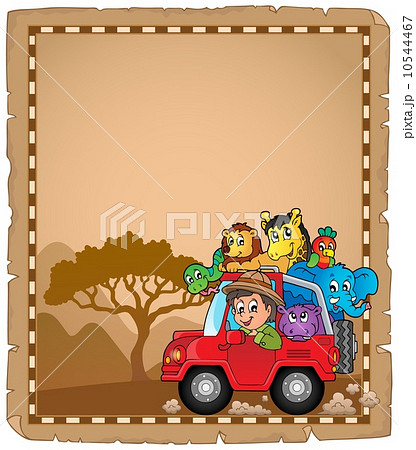 Parchment with car and traveller 2 10544467