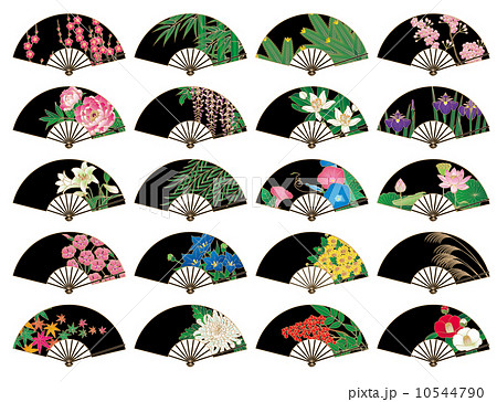 四季の花の飾り扇のイラスト素材 10544790 Pixta