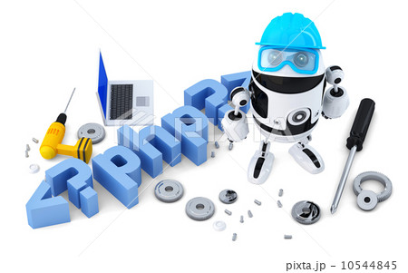 Robot with PHP sign. Technology concept. Isolated on white background. Containsclipping path 10544845