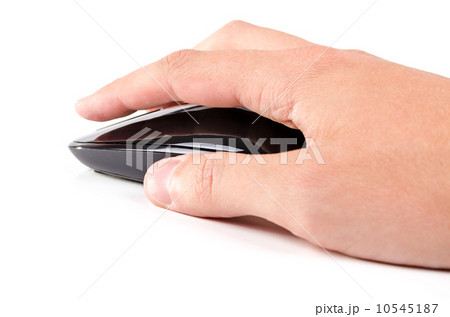 Black touch wireless modern computer mouse in hand isolated Black touch wireless modern computer mouse in hand isolated 10545187