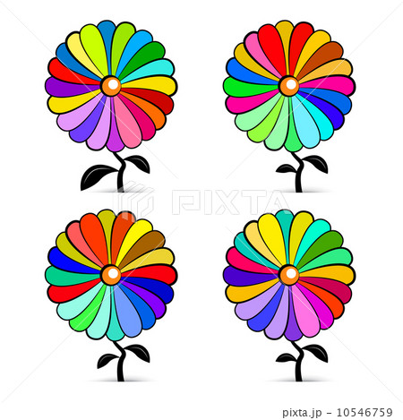 Abstract Retro Colorful Vector Flowers Set Illustration Abstract Retro Colorful Vector Flowers Set Illustration 10546759