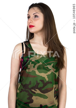 Isolated photo of Girl in camouflage shirt 10546965
