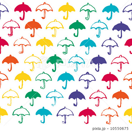 レインボーカラーの傘 雨の日 背景のイラスト素材