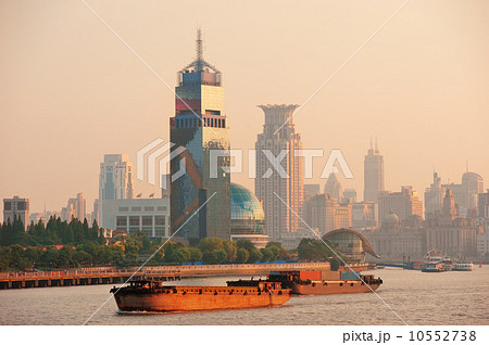 Shanghai Huangpu River with boat 10552738