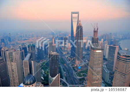 Shanghai aerial at sunset Shanghai aerial at sunset 10556087