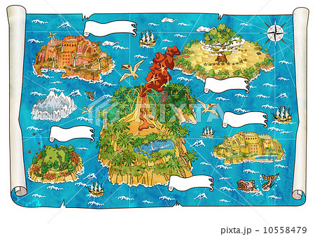 宝島の地図のイラスト素材