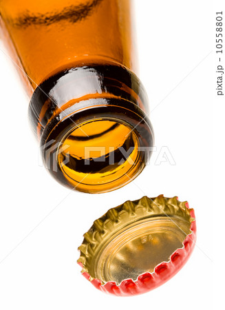 Bottle neck and red cap isolated on white 10558801