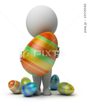 3d small people - holds an Easter egg 3d small people - holds an Easter egg 10559560