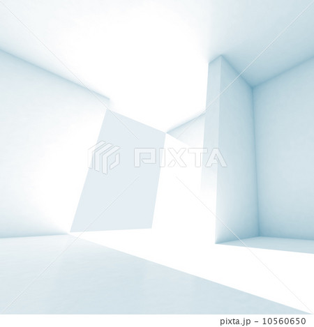Abstract empty room 3d interior with white walls and bright beam 10560650