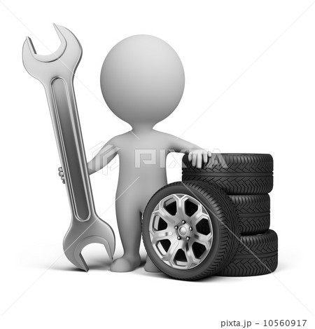 3d small people - car mechanic 10560917