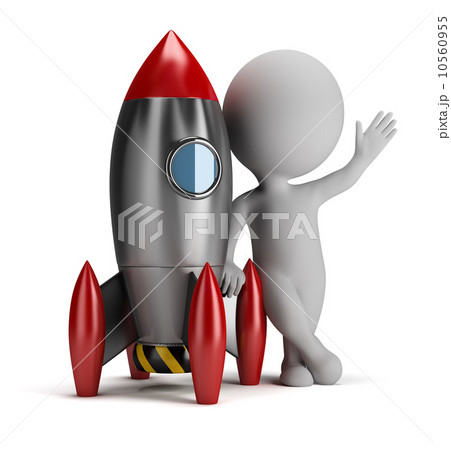 3d small people next to rocket 10560955
